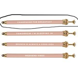 12 NWT Santa Barbara Design Studio Peach Crystal Crown Pens
